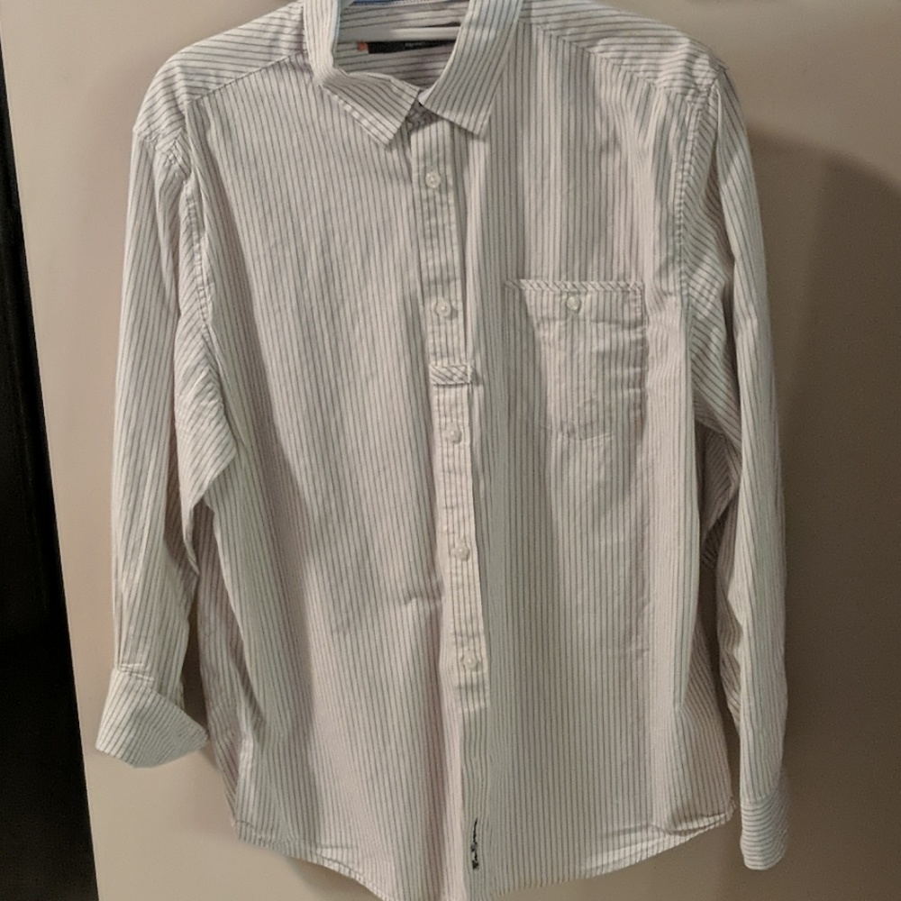 Ben Sherman long sleeve eggshell with blue stripes